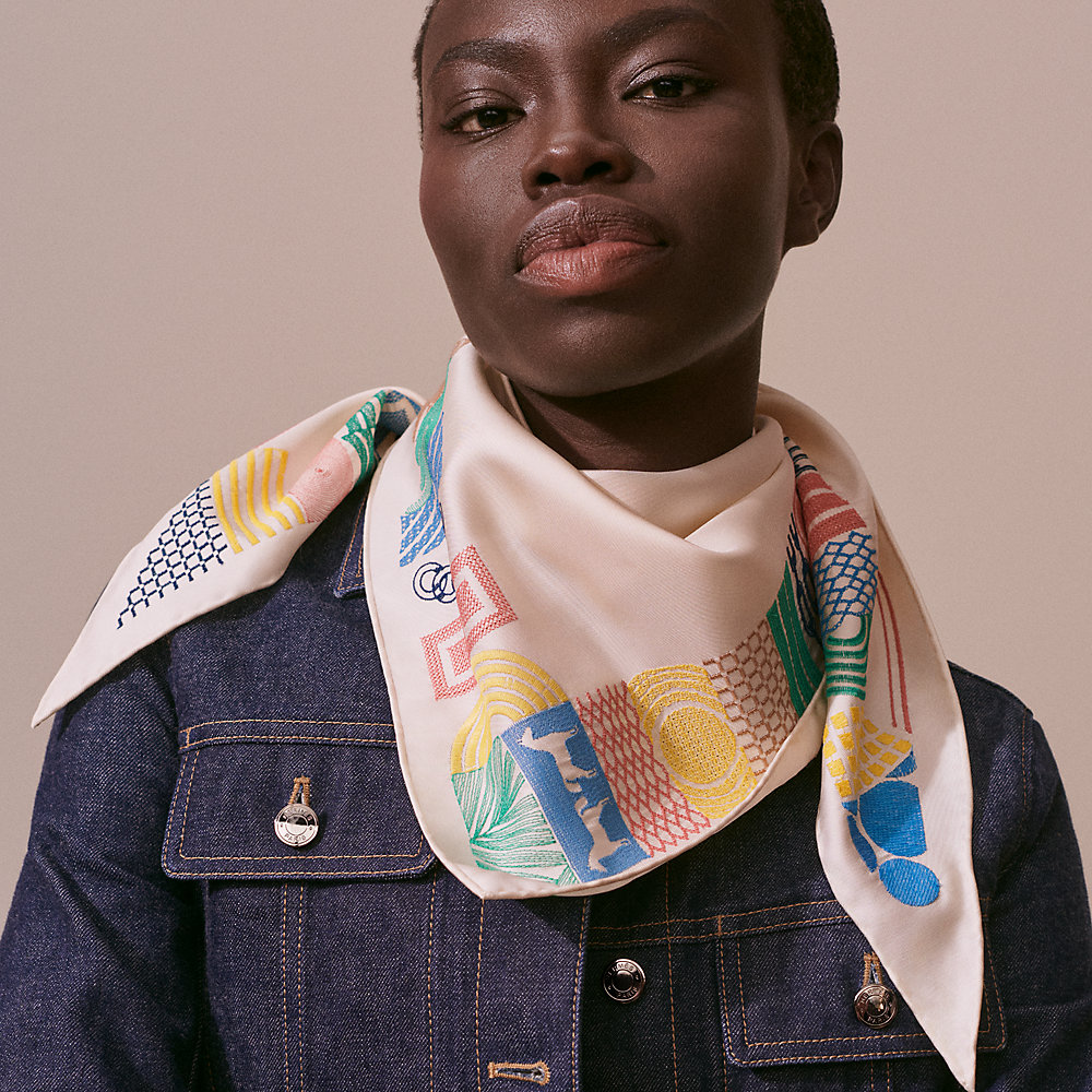 Liste au Bloc embroidered triangle scarf | Hermès USA